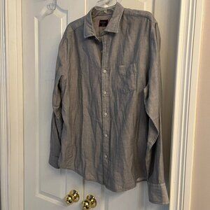 Untuck It Button Down Grey Long Sleeve Soft Shirt, size Large